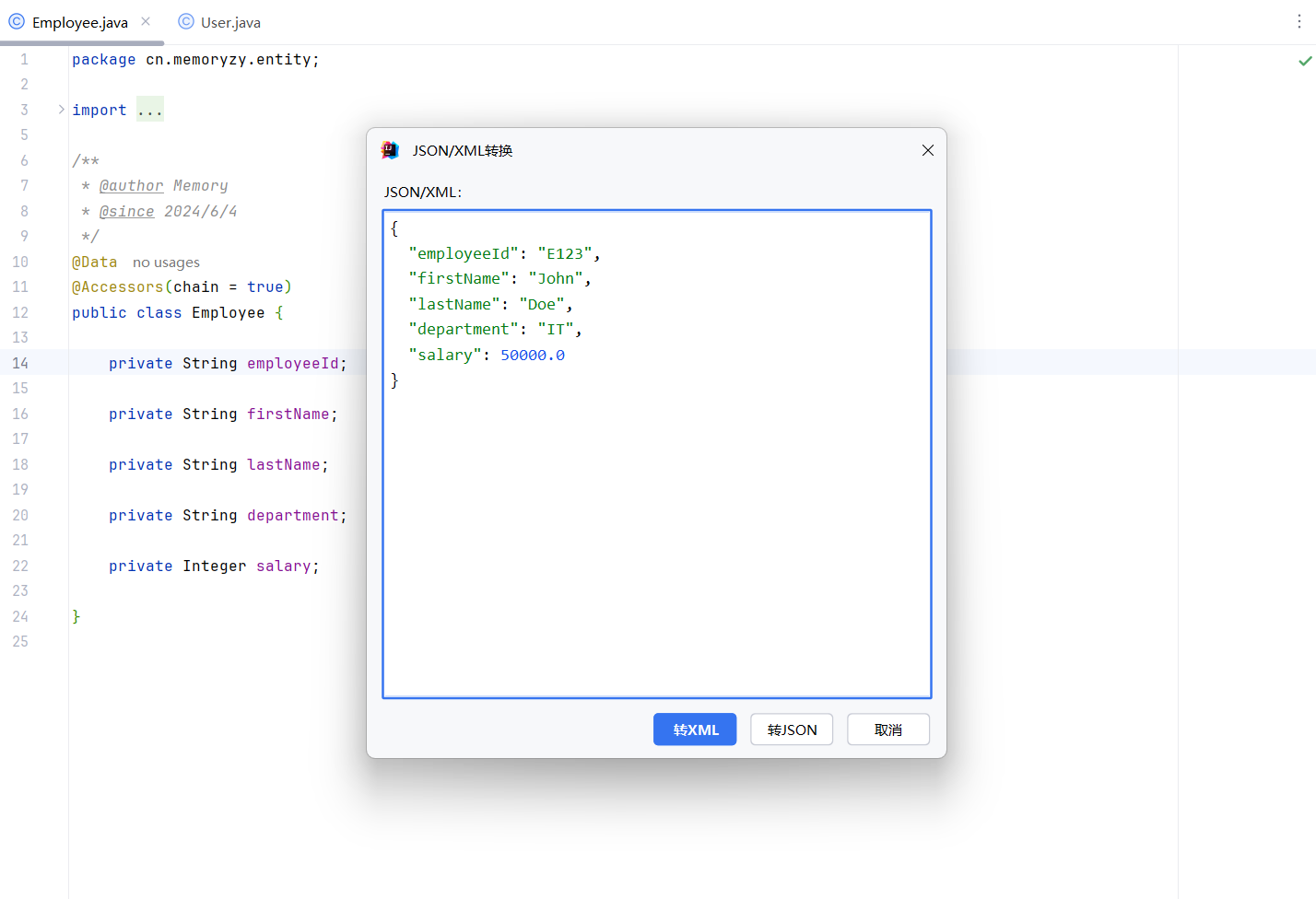 Convert json xml