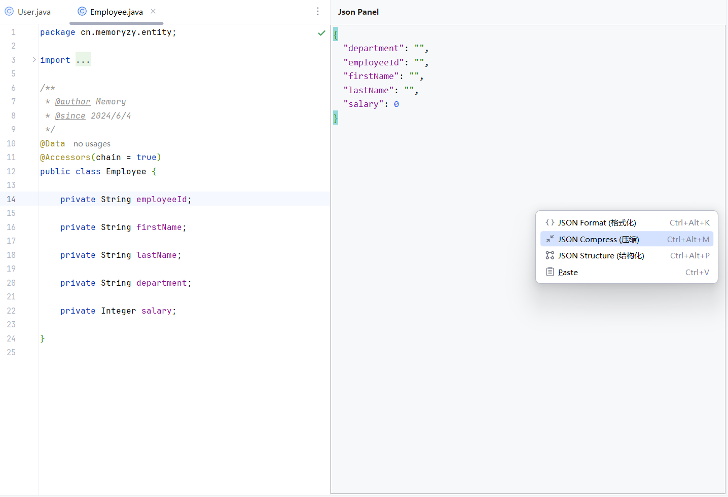 Json compress