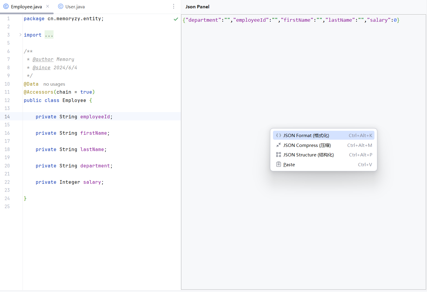 Json format